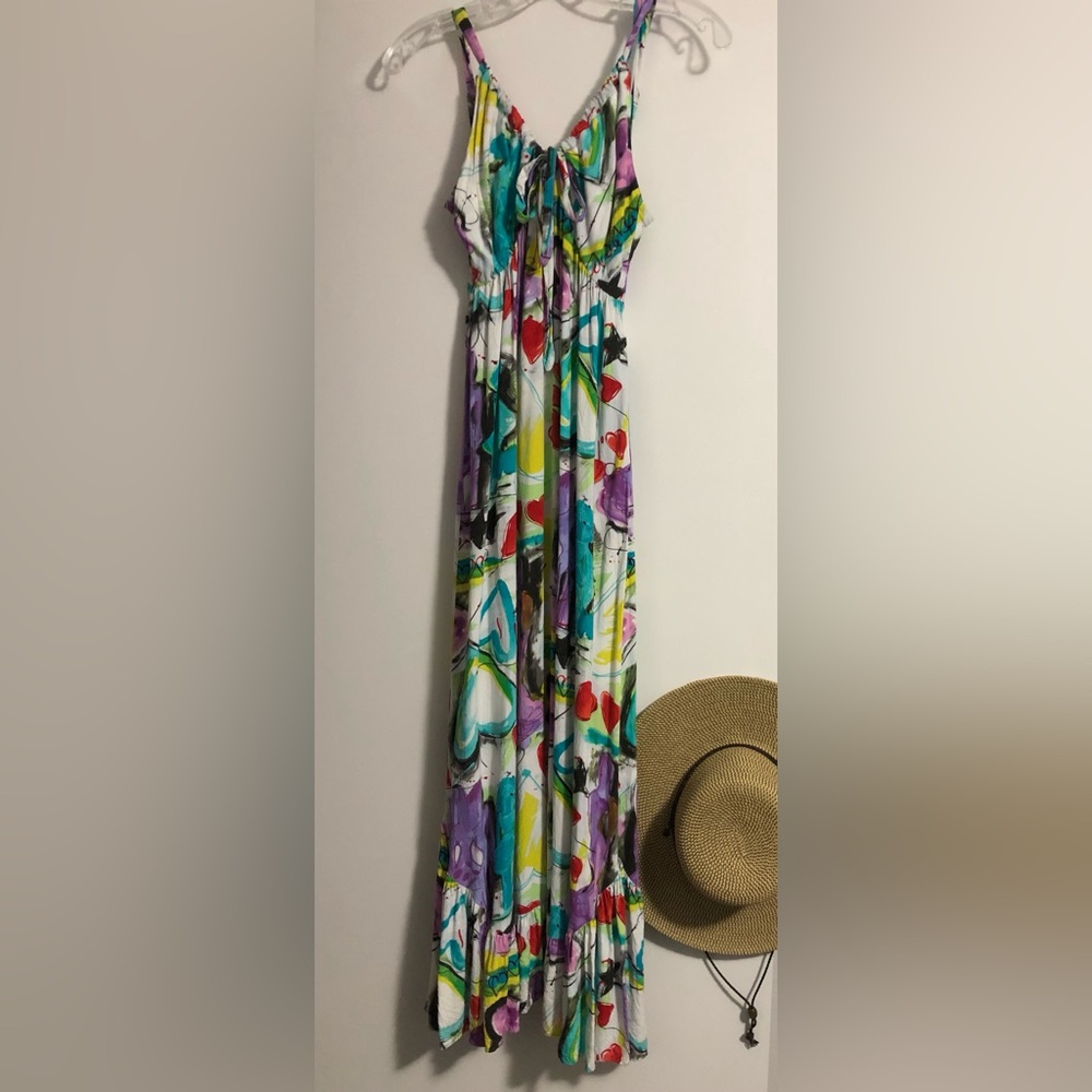 JAMS WORLD Just4Fun by❤️ Colorful SUNDRESS 💕Beach Love Potion Print EUC
